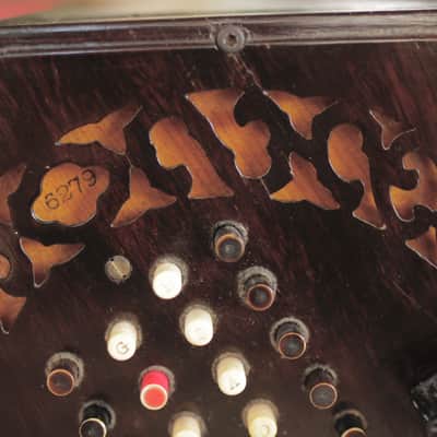 CONCERTINA Keith, Prowse & Co. 48 Button English Chromatic (1855) - Rose wood ends, Made in England, with wooden hard case image 5
