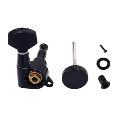 6R Guitar Locking String Tuning Pegs 18:1 Ratio Sealed Guitar Tuning Keys Machines with 45 Degree Fixing Tag for Strat ST Tele Electric Guitar Pack of 6 JT/ZSJXQ-01 Black image 4