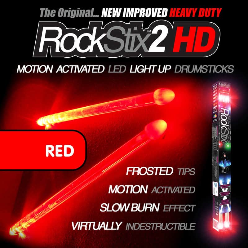 RockStix 2 HD Light-Up LED Drumsticks – Red image 1