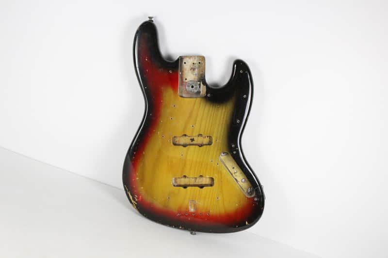 1976 Fender Jazz Bass BODY Sunburst ASH Super GREAT Heavy Wear USA 3-Bolt Weight 6.4 lbs 1970's Vintage image 1
