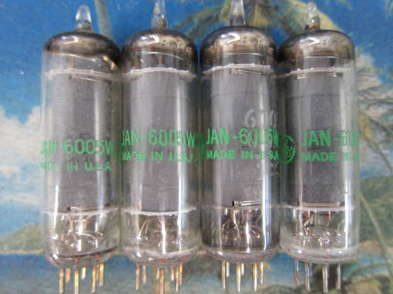 4 Vintage GE JAN-6005W/6AQ5 Power Tubes, 1960s, Test As new Military Spec, USA, Ex Sound + Performance 1960s image 1