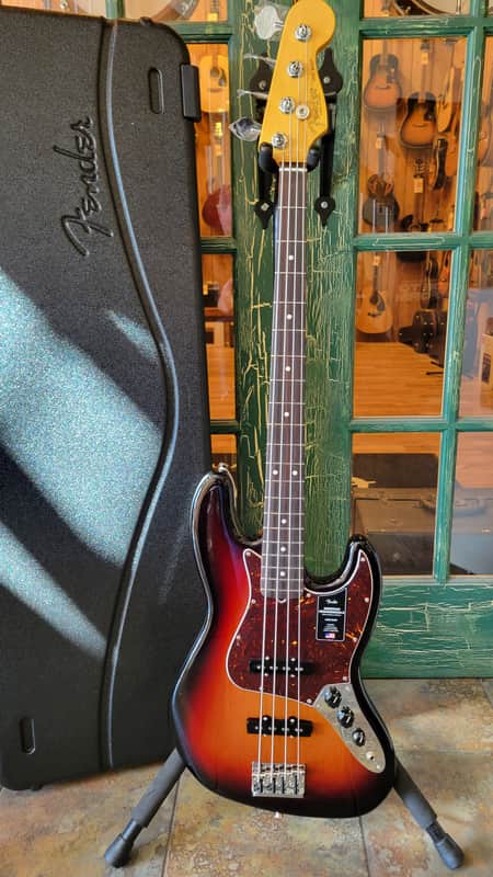 2025 Fender American Pro II Jazz Electric Bass 3 Tone Sunburst with Fender HSC image 1