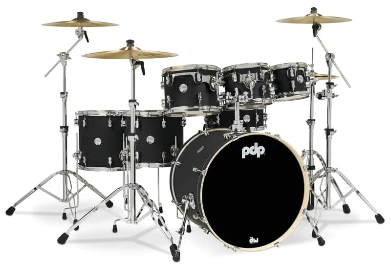 PDP Concept Maple Satin Black Finish Ply 7-Piece Drum Set PDCM2217BK image 1