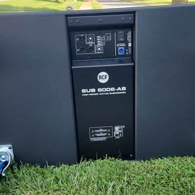 RCF SUB-8006-AS Dual 18" Active Subwoofer with protective case and 4 caster locking wheels image 3