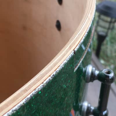 C&C Custom Drums Green Glass Glitter USA Order Made Drum Set Rock Kit CC Cardwell & Cardwell CC Maple Shells 12/14/22 image 15