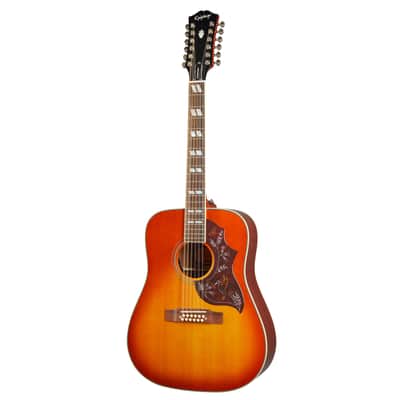 Epiphone Inspired by Gibson Hummingbird 12-String Acoustic Electric Guitar - Aged Cherry Sunburst Gloss image 2