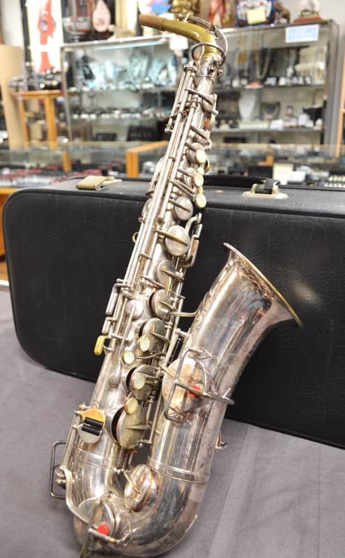1953 Elkhart "The Buescher" Vintage Alto Sax -Silver Plate image 1