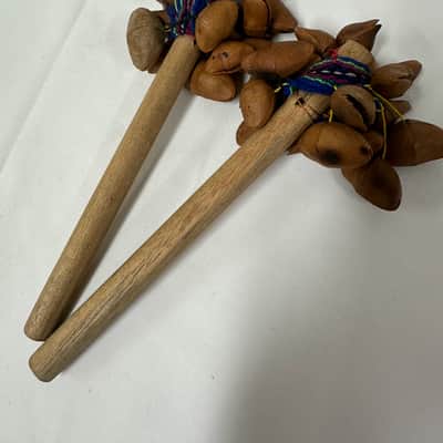 Seed Pod Nut Rattle Shakers (Pair), Sound Effect, 8" Handles - EXCELLENT image 9