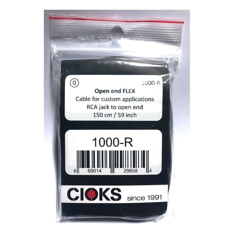 Cioks Open End Flex cable - 150cm Angled RCA plug to open end cable (1000-R) image 1