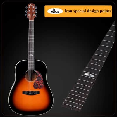 WINZZ Solid Sitka Spruce Slope Shoulder Dreadnought Acoustic Guitar - Full-Size, Rich Tone, Ideal for Performers and Enthusiasts Dreadnought Acoustic Guitar - Full-Size, Rich Tone, Ideal for Performers and Enthusiasts image 6