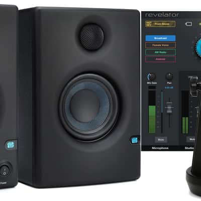 PreSonus Eris E3.5 3.5-inch Powered Studio Monitors Bundle with PreSonus Revelator USB-C Microphone with StudioLive Voice Effects Processing image 1