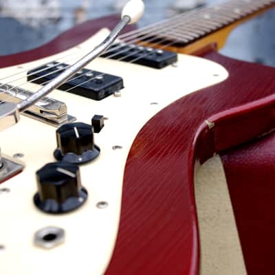 MURPH SQUIRE ii-T 1965 Aged Candy Apple Red. Offset Guitar Styled after Jaguar and Strat. ULTRA RARE image 13