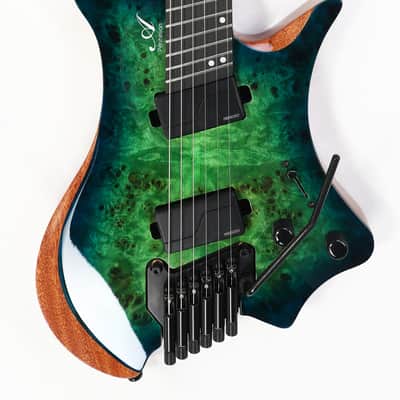 Agile Fan Fret Headless Guitar with Tremolo PERIHELION PRO 62628 TR MOD SS GREEN-BLUE BURST image 1