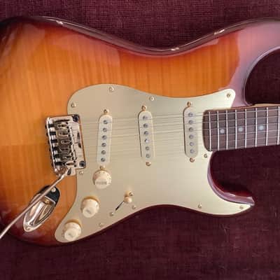 Squier by Fender Standard Series Stratocaster 2013 Cherry Sunburst with Iron Gear Texas Loco & Fender Pickups and 10-way Parallel and Series wiring image 3