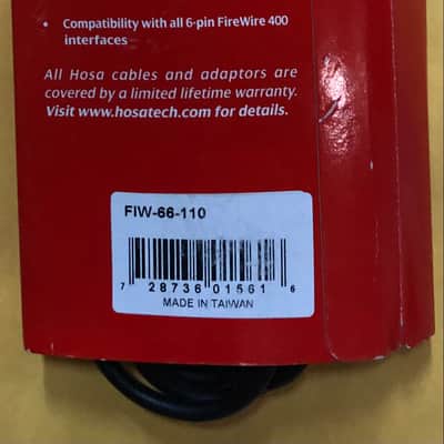 Hosa FIW-66-110 FireWire 400 Cable - Black image 2