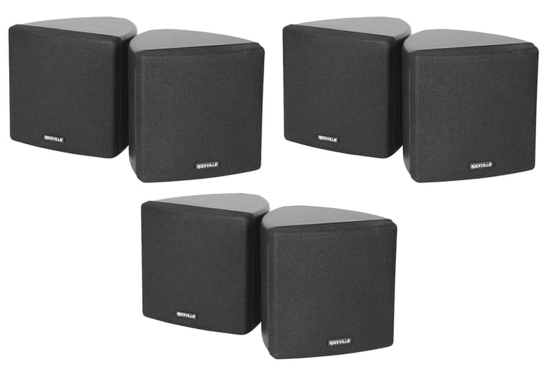 6 Rockville Cube 70v Black 3.5" Commercial Swivel Wall Mount Restaurant Speakers image 1