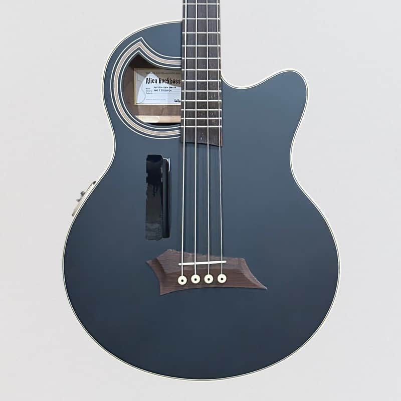 Warwick RockBass Alien Deluxe Thinline Hybrid 4 String Acoustic Electric Bass Guitar -Black image 1