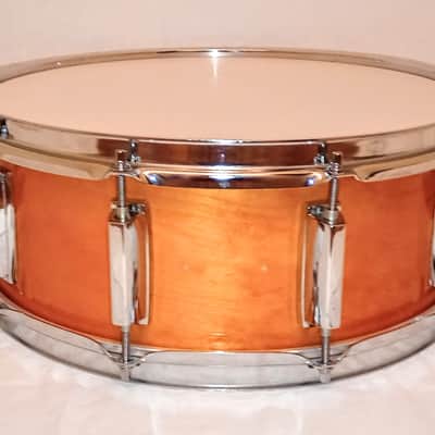FRANKEN SNARE DRUM (C VIDEO) BIRCH HYBRID RECYCLED PARTS  - AMBER LACQUER - FREE SHIP TO C-USA! image 2