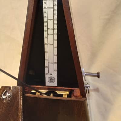 Fully Restored Paquet Antique Maelzel Bell Metronome 1900s Walnut / Fruitwood, Has Silver Trim image 13