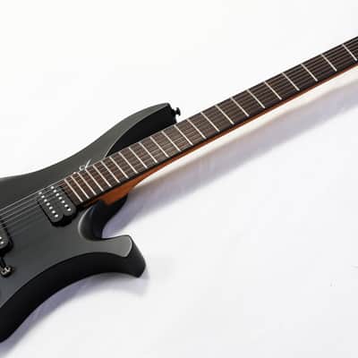 Agile 7 String MultiScale FanFret Chiral Parallax 72527 RN Flat Black Headless Electric Guitar image 6