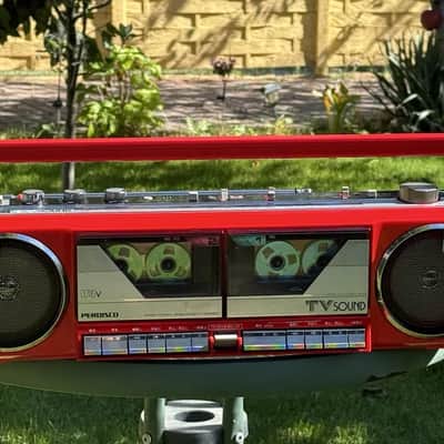 Hitachi W4V Rare Vintage MINT Cassette Boombox Warranty Tested Red +original Box image 11