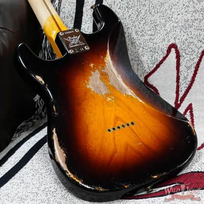 Fender Custom Shop Limited Edition 70th Anniversary 1954 Stratocaster Hardtail Heavy Relic Wide Fade 2 Tone Sunburst 6.90 LBS image 12