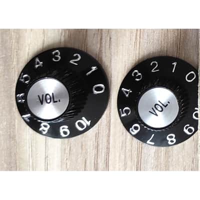 2 Black Volume Witch Hat black Knobs Silver reflector for US pots image 3
