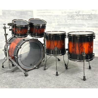Sonor SQ2 Beech 5pc Drum Set Black to Red Burst over African Marble Gloss image 2