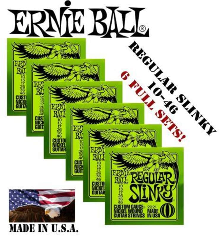 Immagine *6 SETS ERNIE BALL 2221 REGULAR SLINKY ELECTRIC GUITAR STRINGS 10-46 (2x3 PACK)* - 1