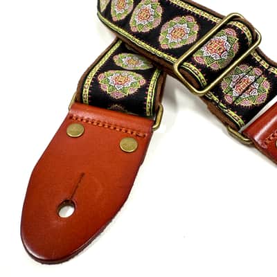Walker & Williams H-46 Vintage Series Plush Back, Black Lotus Woven Strap w/Chestnut Ends image 7