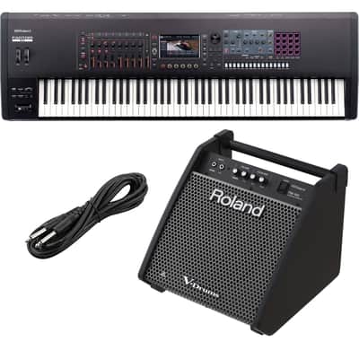 Roland Fantom 8 EX Synthesizer Workstation, Roland PM-100, 1/4 Cable Bundle