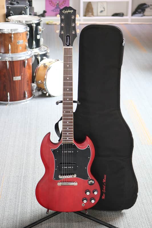 2020 Epiphone SG Classic P90's Electric Guitar - Worn Cherry image 1