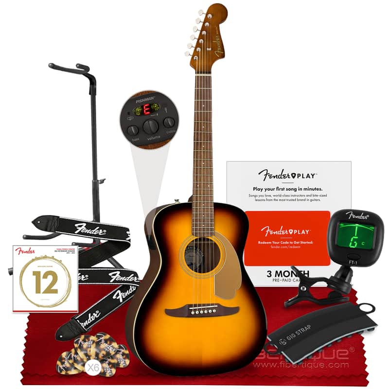 Fender 6 String Acoustic-Electric Malibu Player Guitar, Right image 1