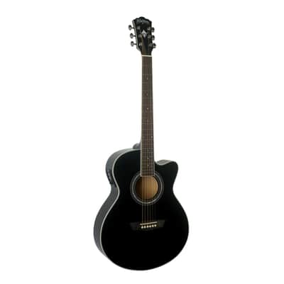 Washburn EA12 Mini Jumbo Acoustic-Electric Guitar - Black image 2