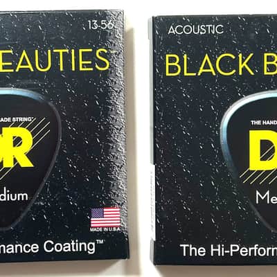 DR Guitar Strings Acoustic 2 Sets K3 Black Beauties Coated 13-56 Medium