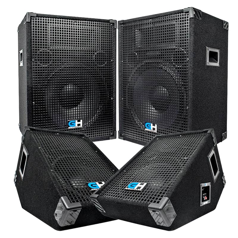 Seismic Audio GH10M-PA Package - Pair of 10 Inch PA Floor Monitors and a Pair of 15 inch PA Speakers image 1