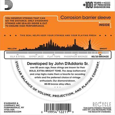 D'Addario EJ10 Bronze Acoustic Guitar Strings, Extra Light, 10-47 image 2