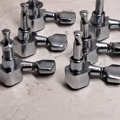 Rare Ibanez-Style Square-Style Tuner -Greco Gotoh - Set of 6 Inline Treble Side - 70's-80's - Chrome image 7