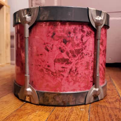 Pair of 1960s Noble & Cooley Tin Toy Tom + Floor Tom Drum - Red Steel w/Legs image 21