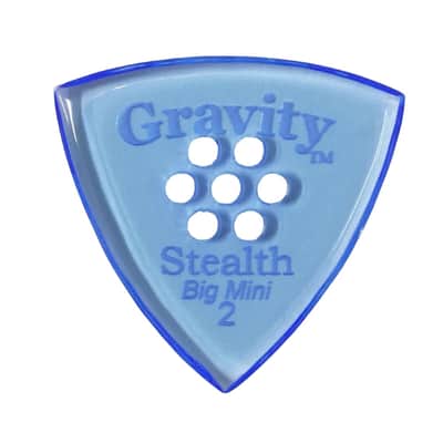 Gravity Stealth Big Mini 2.0mm Blue Polished Guitar Pick, Multi-Hole Grip