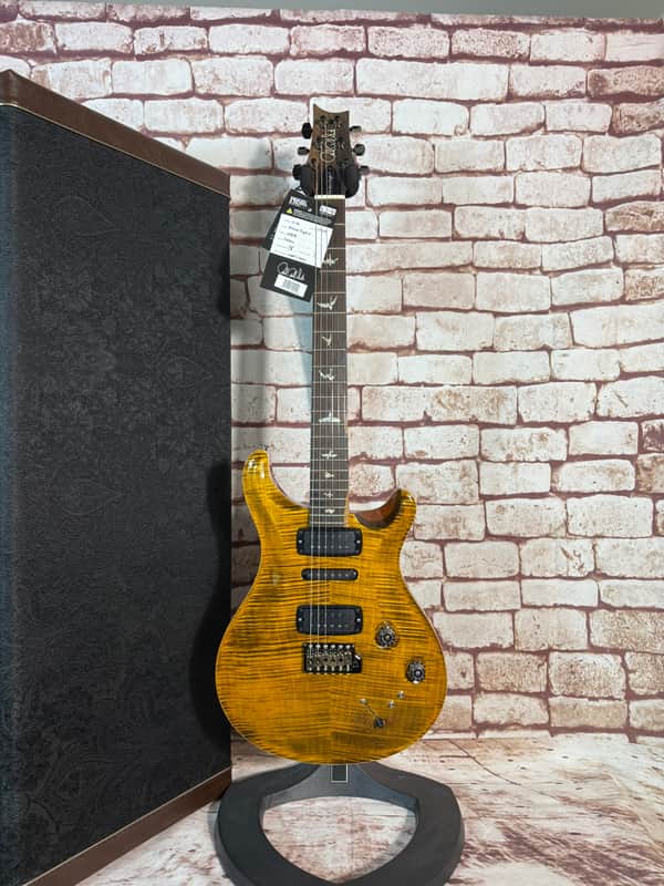 PRS Modern Eagle V Wood Library Yellow Tiger Natural Back Ziricote FB Paisley Case image 1
