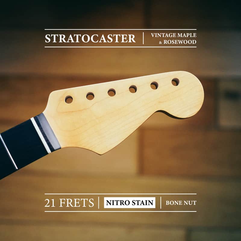 Stratocaster Neck – Vintage Maple & Rosewood | 21 Frets | Nitro Satin Finish | Bone Nut image 1