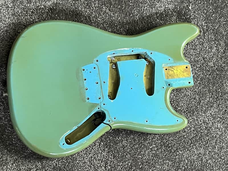 1966 Fender Musicmaster Duo Sonic guitar body blue image 1