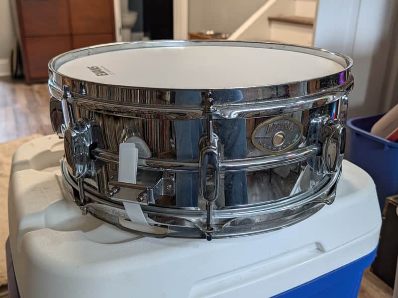 Tama Rockstar 14" x 5” Steel Snare Drum, Chrome, New Heads, Snare Wires, Lugs image 1