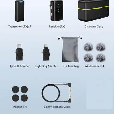 Wireless Lavalier Microphones with 4 Transmitter with Charging Case for iPhone, iPad, Android, Camera, Lapel Mic with 48KHz 24Bit, Noise Cancellation for Video Recording, Vlog image 3