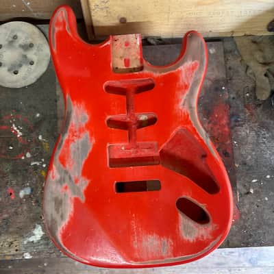 Fiesta Red Heavy Relic Stratocaster body, Nitro paint, made in Italy image 5