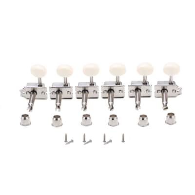 Brio ​Vintage 6-in-Line Guitar Tuners Split Shaft Machine Heads 9mm Bushing. Nickel image 1