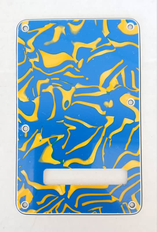 Strat Guitar Tremolo Cover - Blue / Yellow Gold Swirl NEW image 1