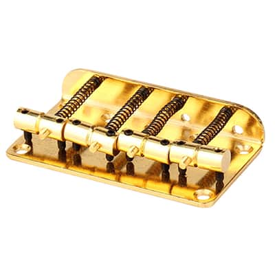 Brio 4 String Vintage Style Bass Bridge for Jazz Bass Top Load Gold image 1