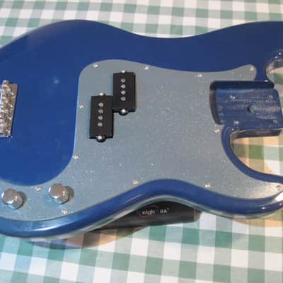 P Bass Squier Affinity Precision Bass Body, Blue-cool pickguard & mods! Alder image 1